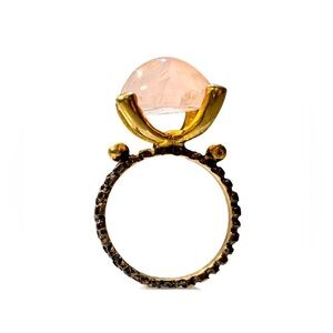 Rose Quartz Cabochon Cocktail Ring